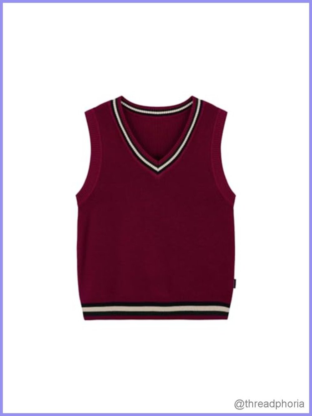 100% Cotton V-Neck Sweater Vest Striped Collar School Uniform